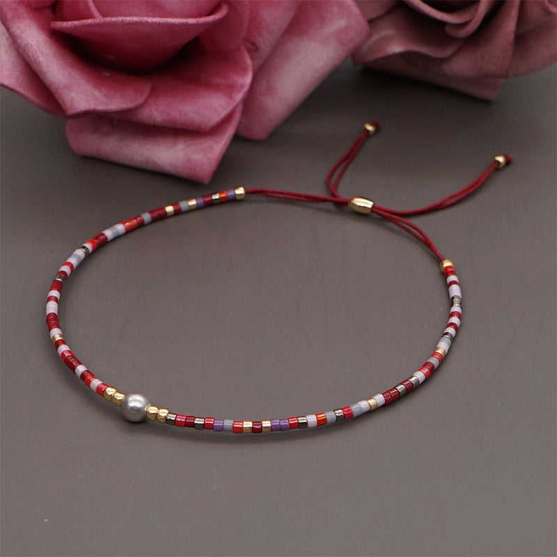Wholesale Bracelet Glass Rice Beads Semi Precious Stones Handwoven Colorful Beads OLY-BT-GBH004